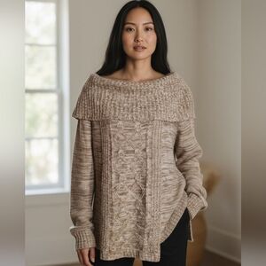 Jason Maxwell  Sweater Cowl Neck Beige 3X 100% Acrylic Long Sleeve